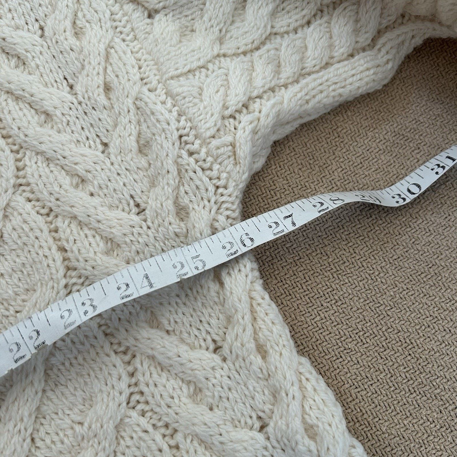 Lands' End × Vintage 90s Lands End England Pure Wool Cableknit Fisherman Sweater Size US L / EU 52-54 / 3 - 4 Thumbnail