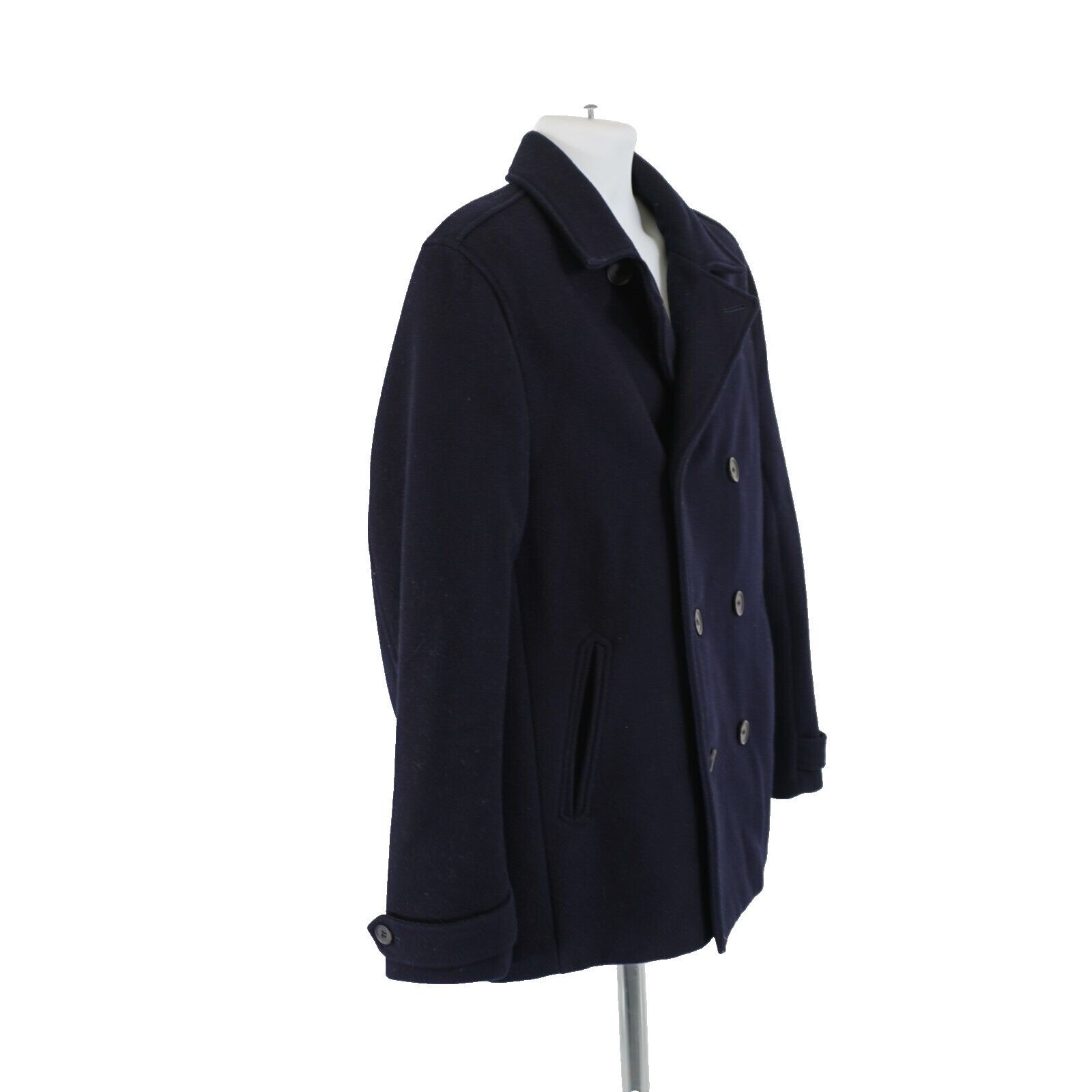 Forever 21 Forever 21 Men's Blue Wool Blend Peak Lapel Double Breasted Size US XL / EU 56 / 4 - 10 Thumbnail