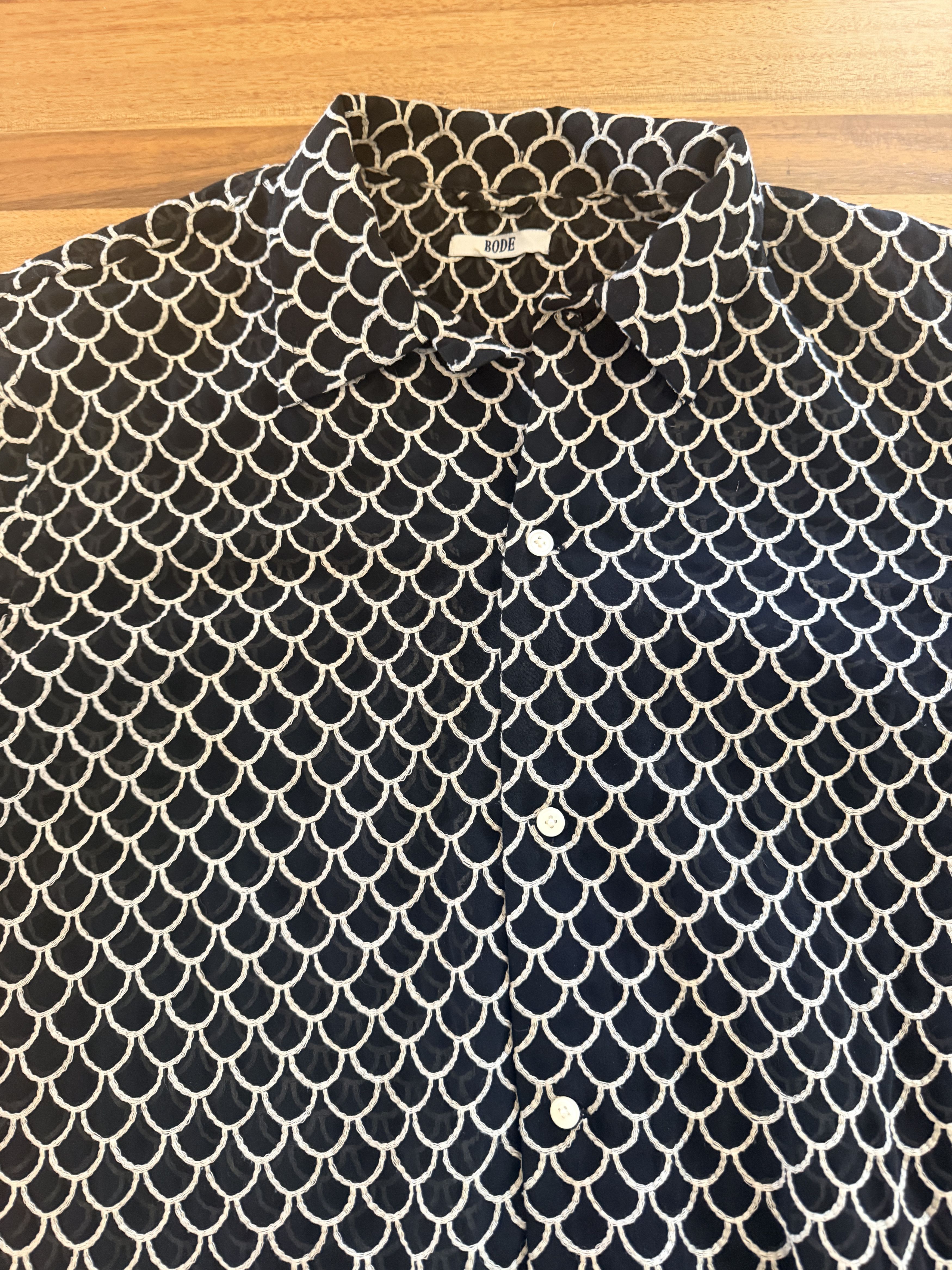 Bode Bode Scallop Stitch Short Sleeve Shirt — L/XL Size US L / EU 52-54 / 3 - 5 Thumbnail