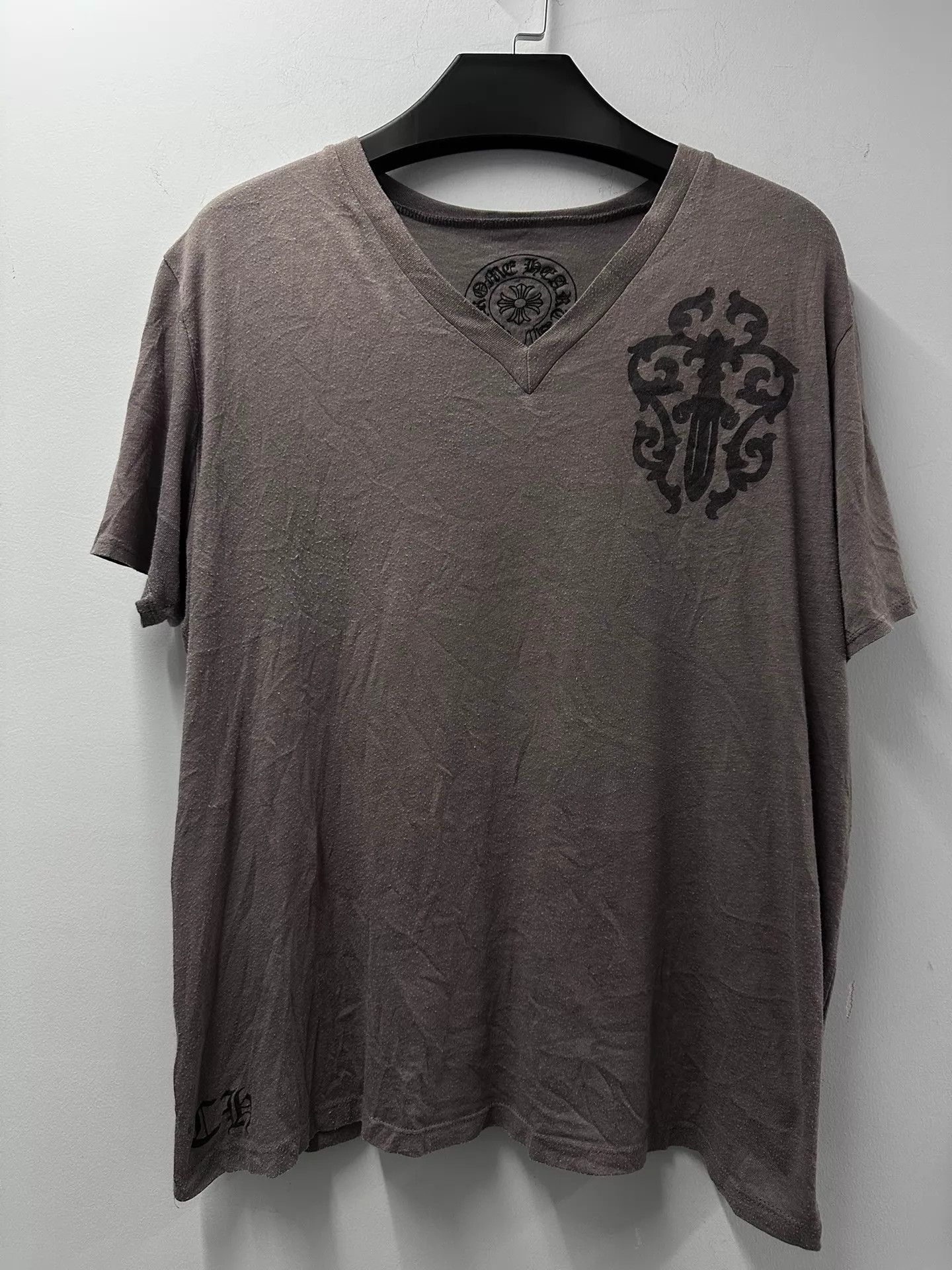 Chrome Hearts Chrome Hearts Gray V-Neck Short Sleeve T-Shirt | Grailed