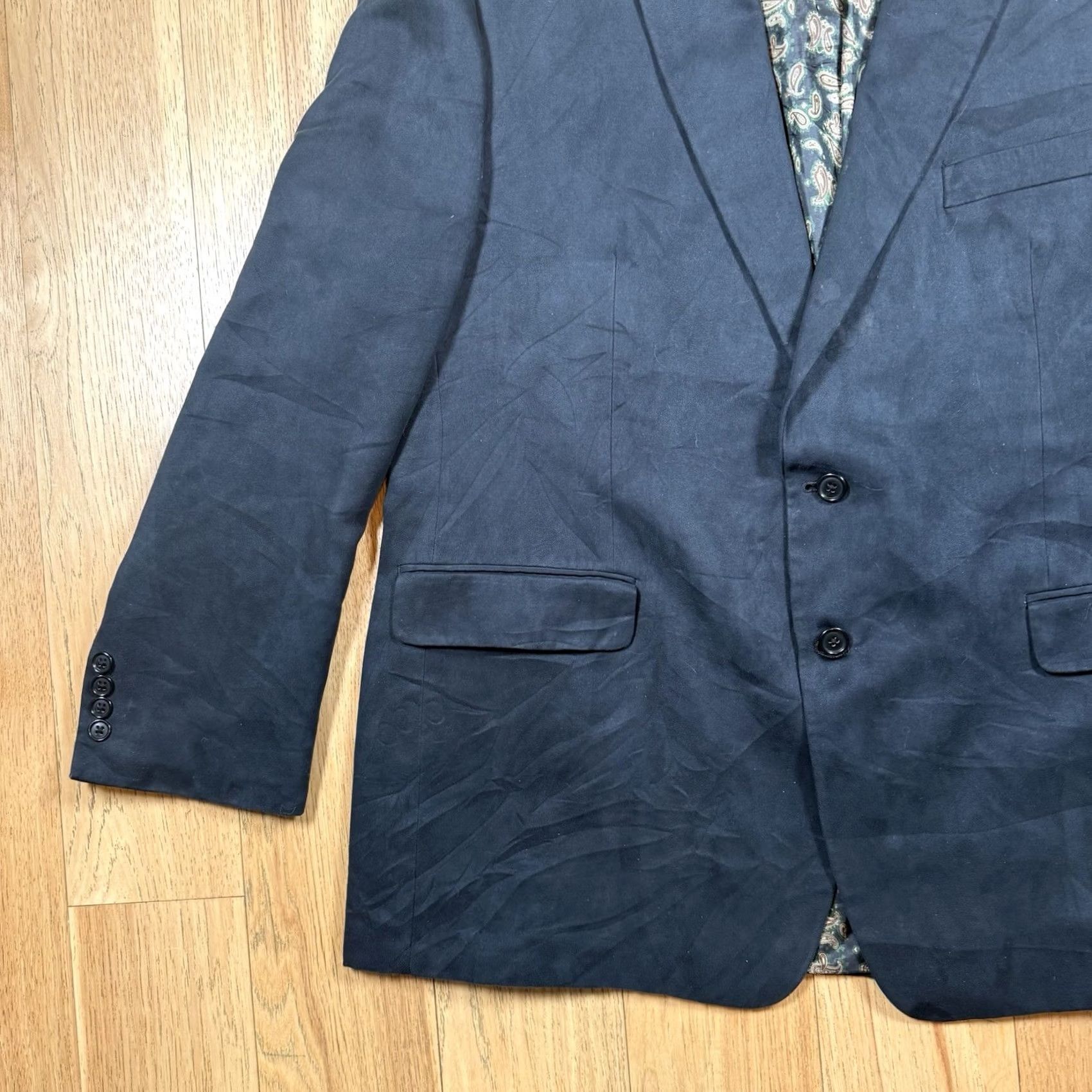 Ralph Lauren Lauren Ralph Lauren Blazer Mens 48R Black Faux Suede Paisley Lined Sport Coat Size 48R - 2 Thumbnail
