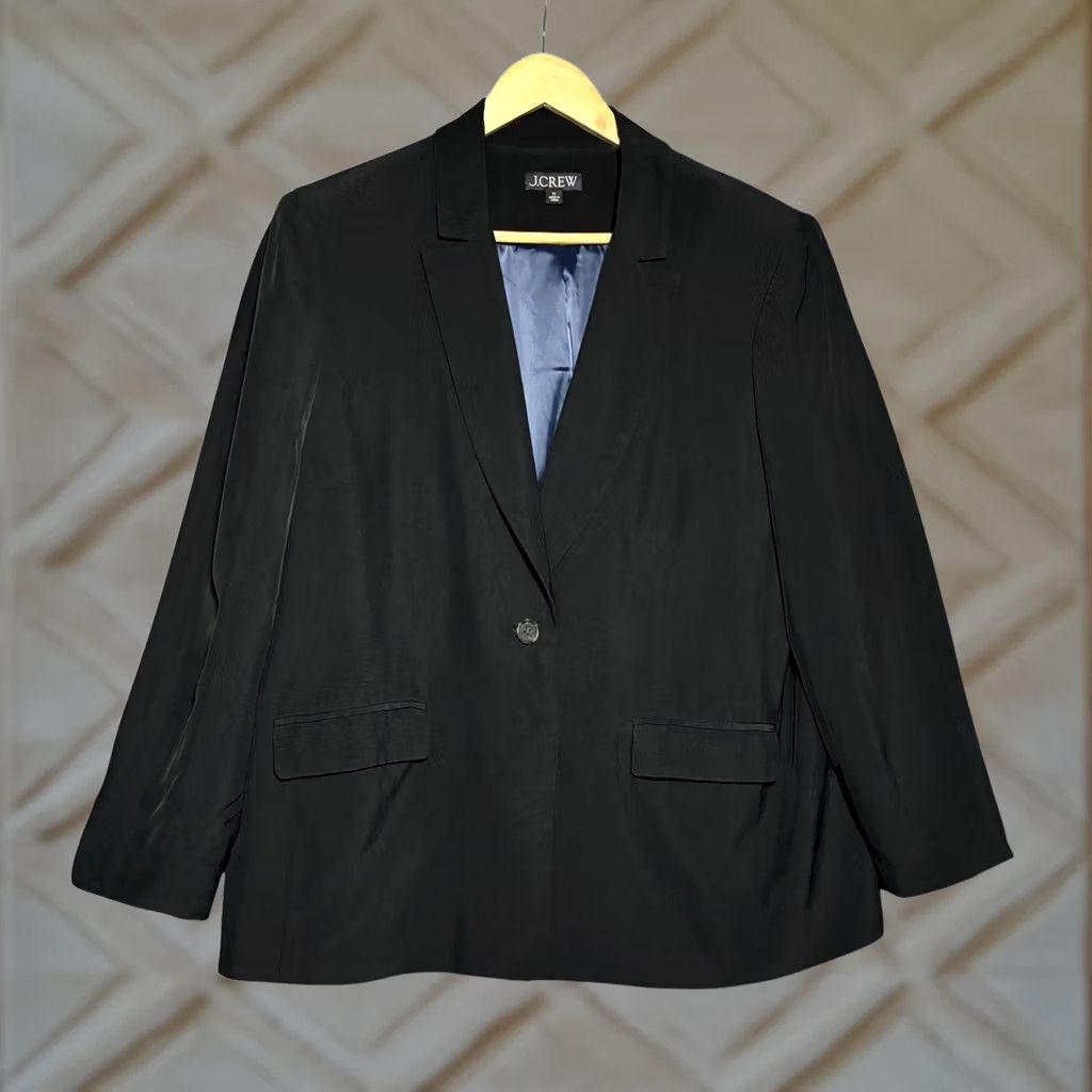 J.Crew VINTAGE? No. EUC J.Crew Single Button Notched Lapel Blazer Jacket Women 16 Black Size XXL / US 16-18 / IT 52-54 - 1 Thumbnail