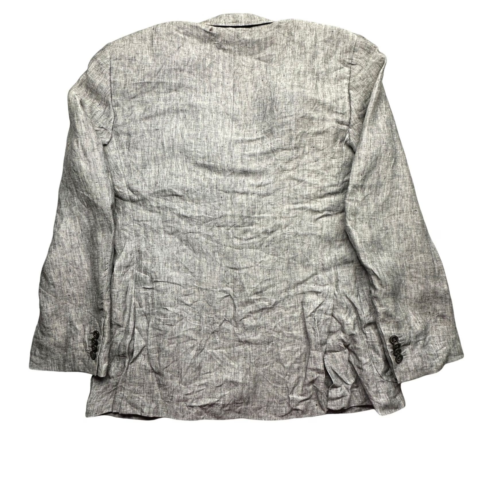 Suitsupply SuitSupply Blazer Coat Mens UK 46 XXL Herringbone Gray Linen Button Overcoat Regular Size 46R - 2 Thumbnail