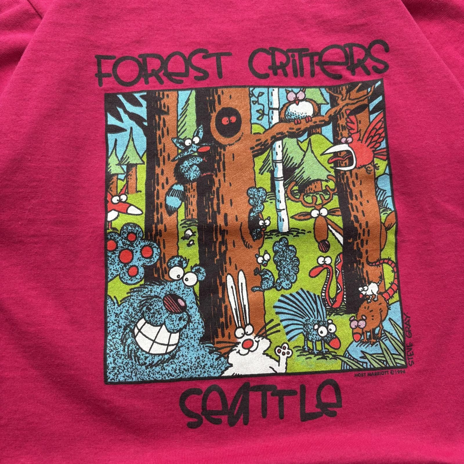 Fruit Of The Loom Vintage 90s Pink Forest Critters Seattle Animal Nature Shirt Size S / US 4 / IT 40 - 2 Thumbnail