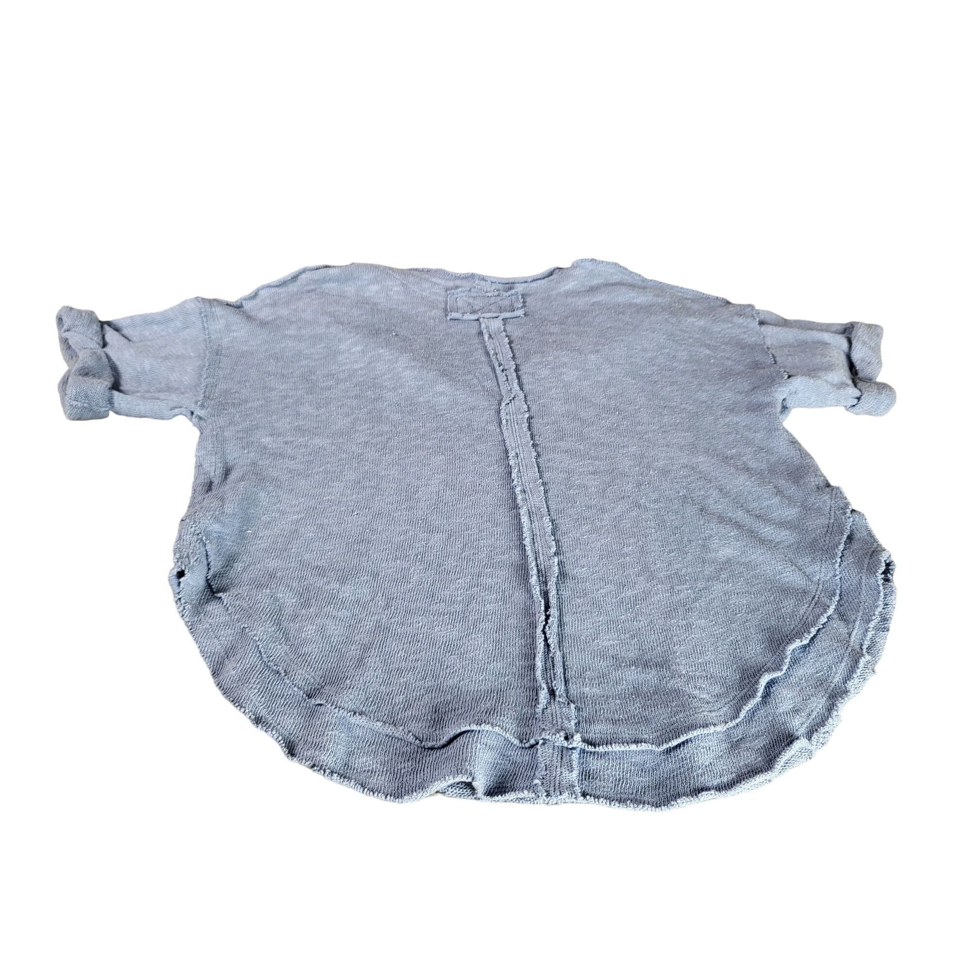Free People We The Free Distressed Tight Knit Sweater Women Sz S Blue V Size S / US 4 / IT 40 - 9 Thumbnail