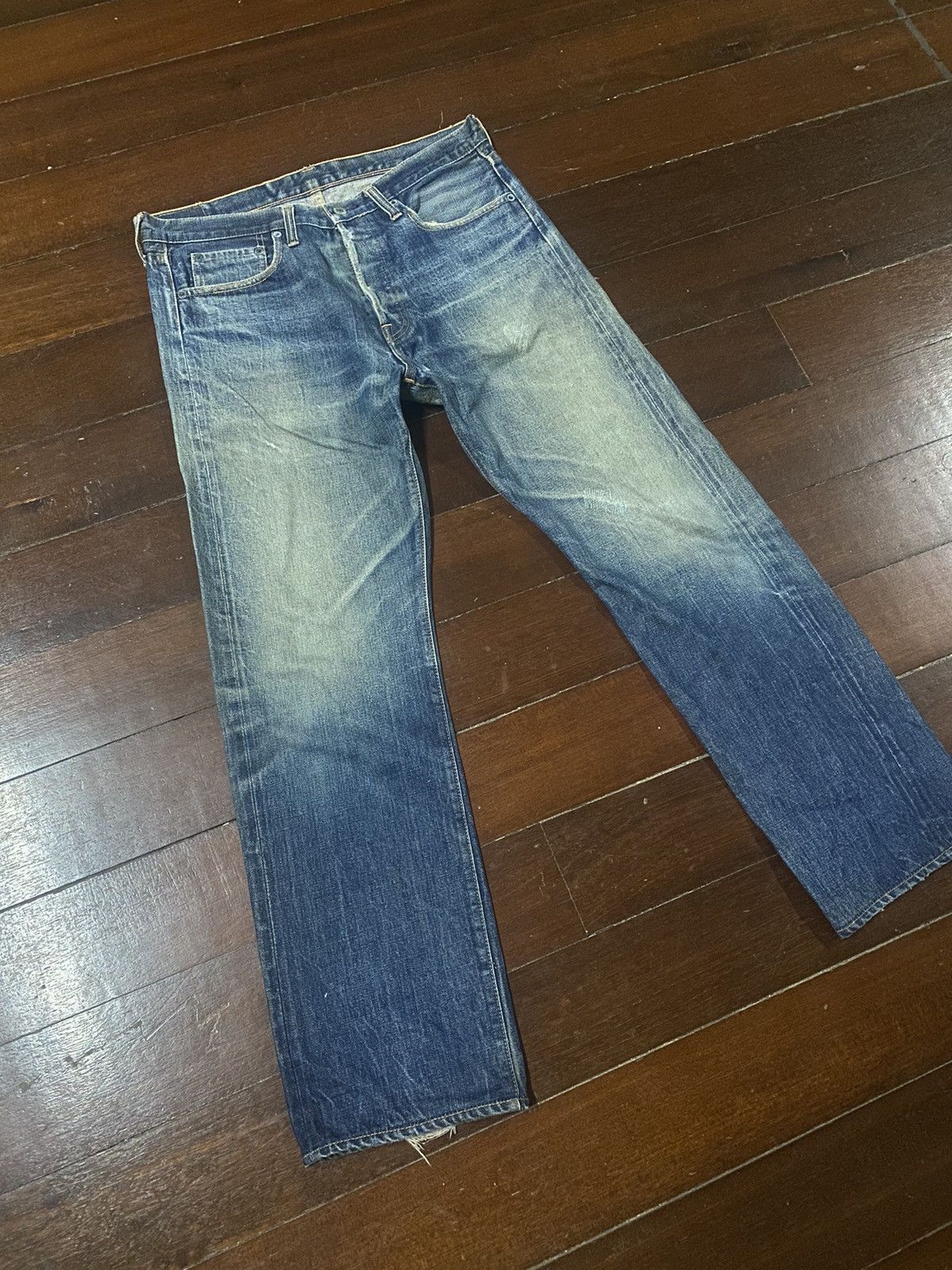Denime Vintage DENIME JAPAN Distress Mud wash Selvedge Jeans Size US 34 / EU 50 - 2 Thumbnail