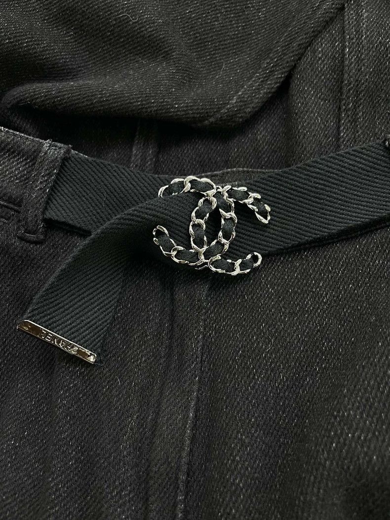 Chanel Chanel Black high-waisted denim wide-leg trousers Size 25" / US 0 / IT 36 - 3 Thumbnail