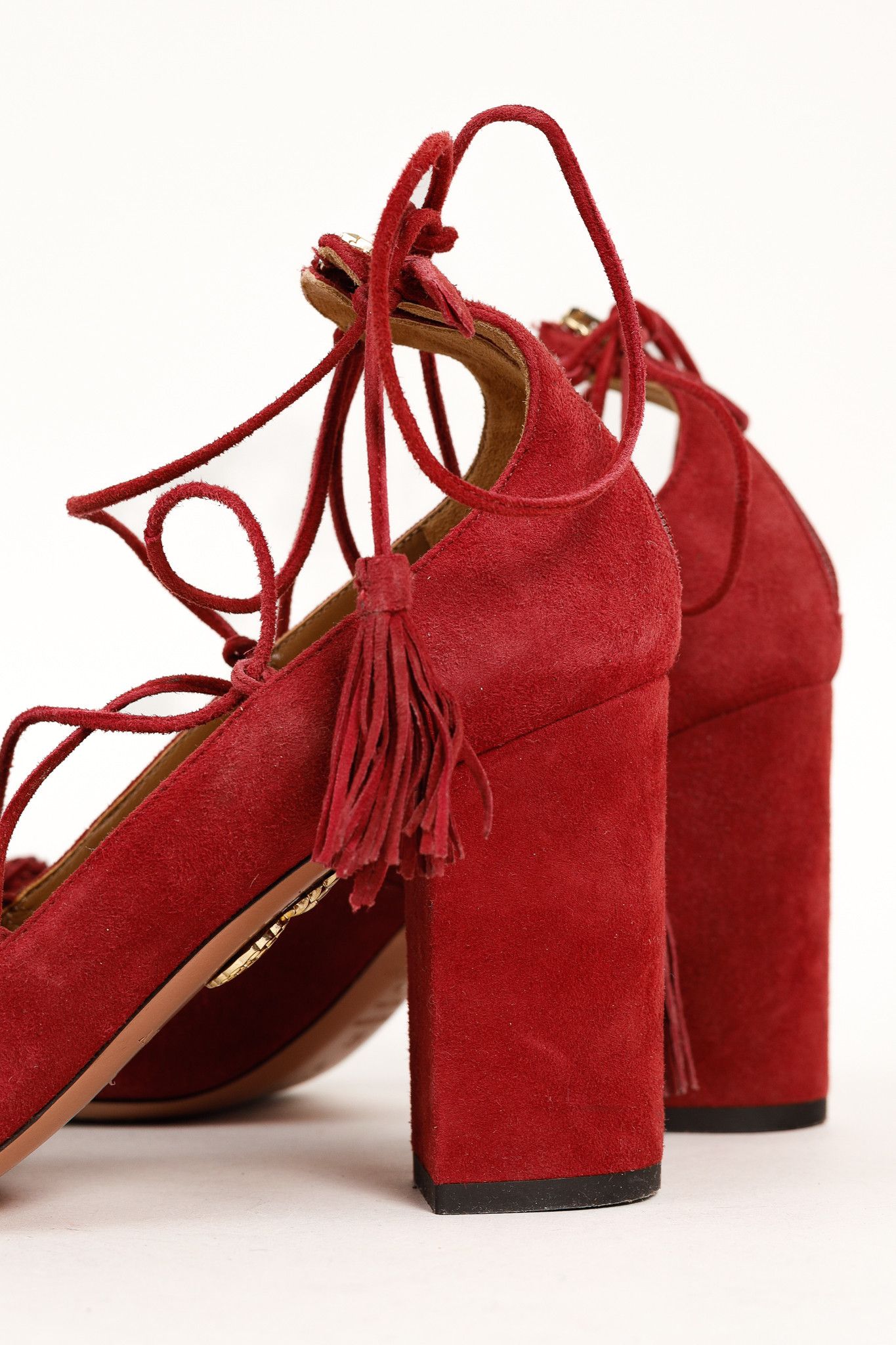 Aquazzura Aquazzura Wild Thing Fringe Lace-Up Block-Heel Pumps Size US 8.5 / IT 38.5 - 8 Thumbnail