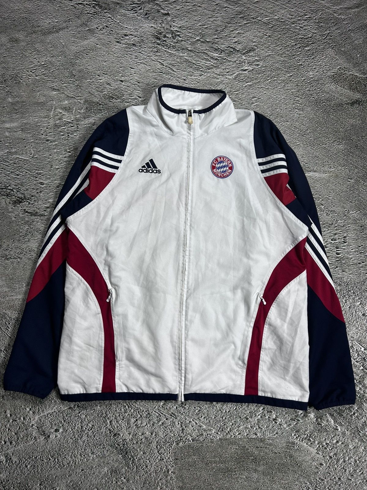 Adidas × Vintage Adidas Bayern track jacket vintage white Y2K nylon zip Size US XL / EU 56 / 4 - 1 Thumbnail