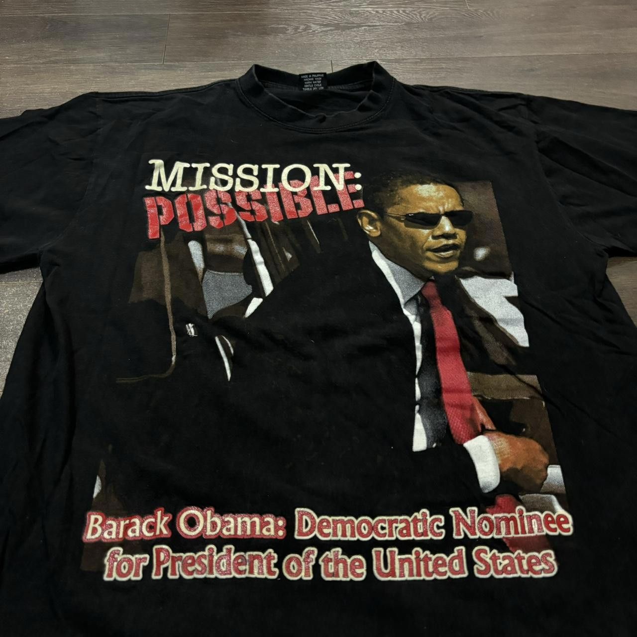 Designer Vintage Barack Obama Mission Possible T Shirt 00s XL Size US XL / EU 56 / 4 - 2 Thumbnail