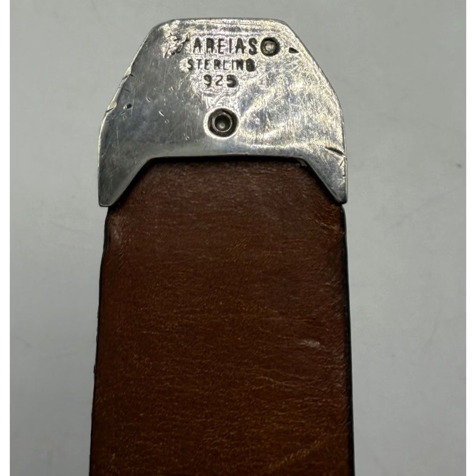 Vintage Pat Areias Belt Mens Sterling Silver 925 Buckle 36-38 Genuine Calfskin Made USA Brown Mens Accessories Belt Size ONE SIZE - 4 Thumbnail