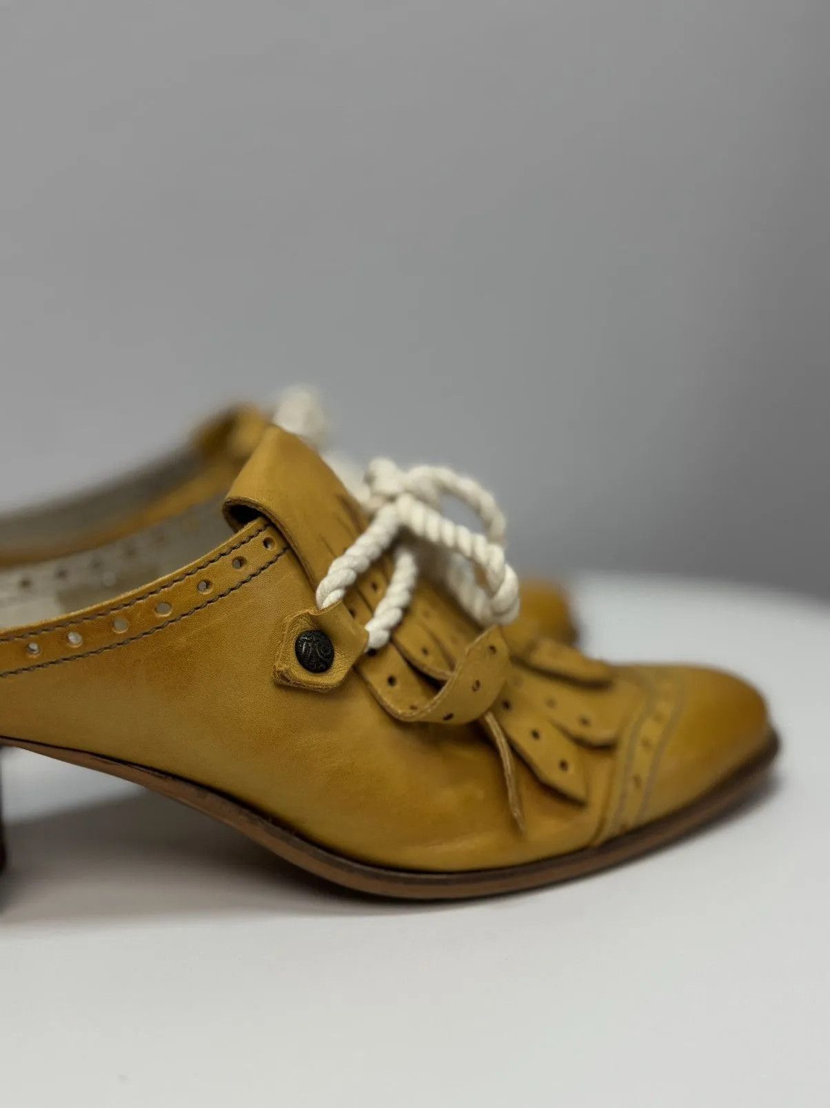 Other Vintage Ankle Leather Boots Sandals Yellow Prada Style Opium Size US 8 / EU 41 - 6 Thumbnail