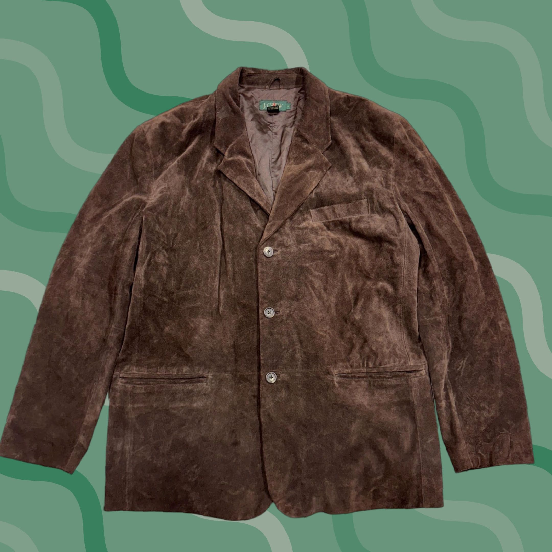 J.Crew VINTAGE J.CREW Blazer Mens Large Oarsman Brown Suede Leather Jacket Sport Coat Size US L / EU 52-54 / 3 - 1 Thumbnail