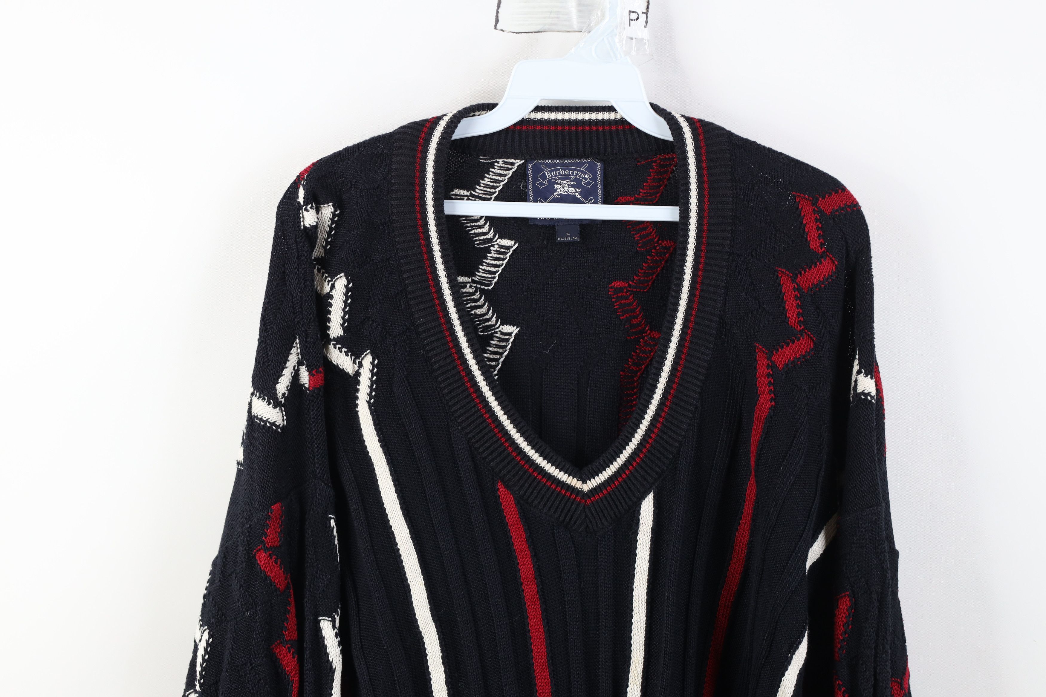 Vintage Vintage 90s Burberry Golf Knit Dapper V-Neck Sweater USA Size US L / EU 52-54 / 3 - 2 Thumbnail