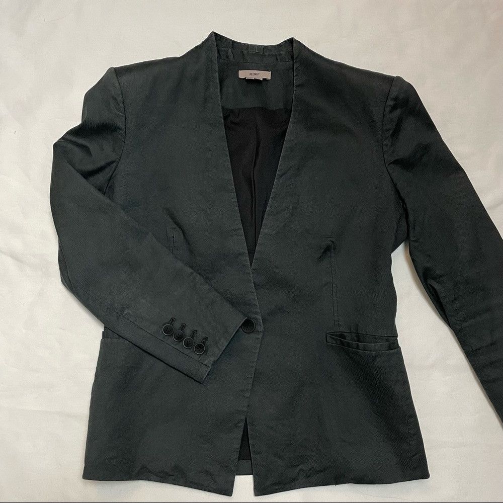 Helmut Lang Helmut Lang Collarless Blue Blazer Size 4 Size S / US 4 / IT 40 - 5 Thumbnail