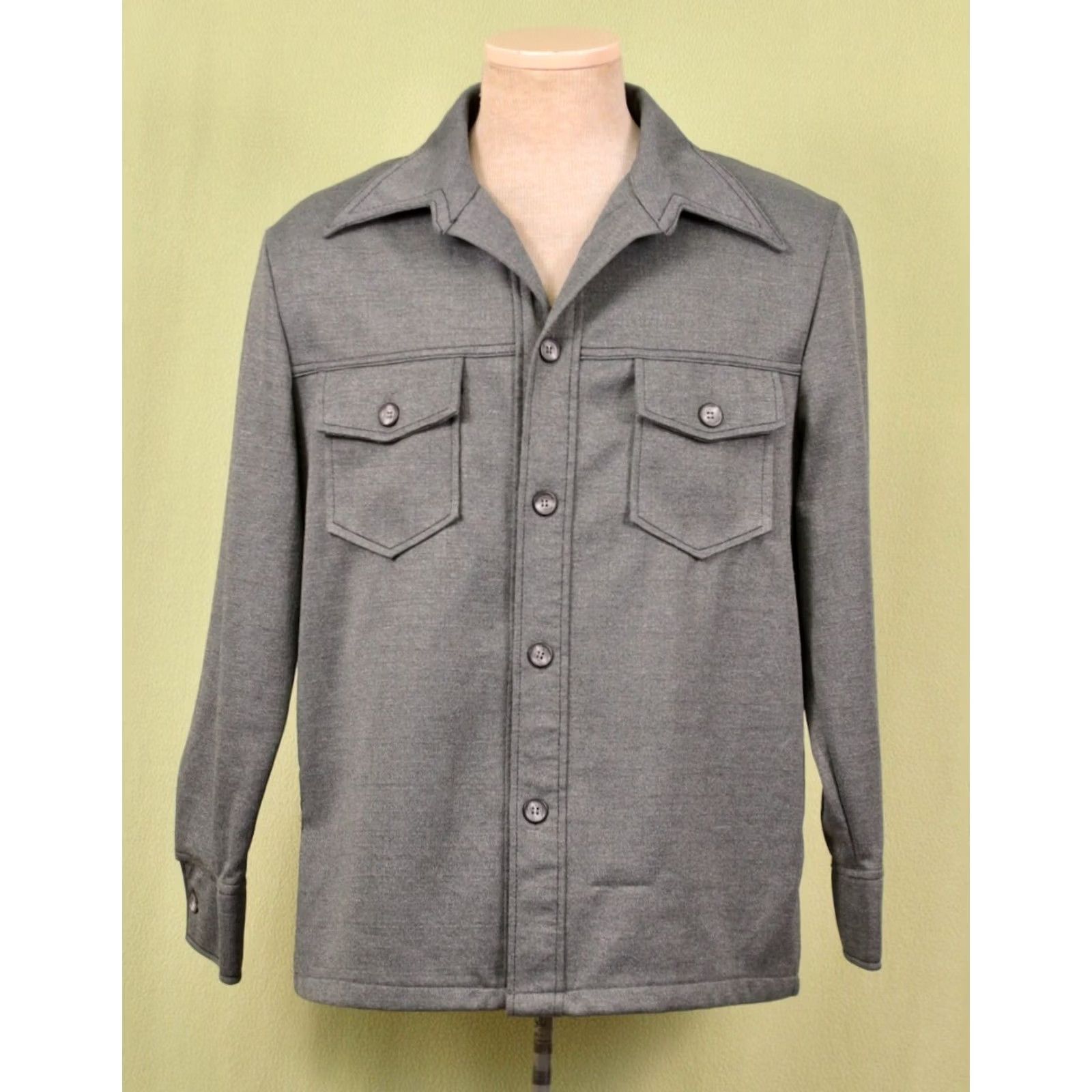 JCPenney VINTAGE JC Penney Men's VTG 70s Grey 2 PC Polyester Leisure Suit Sz 42 1970s Disco Mens Size 36R - 3 Thumbnail