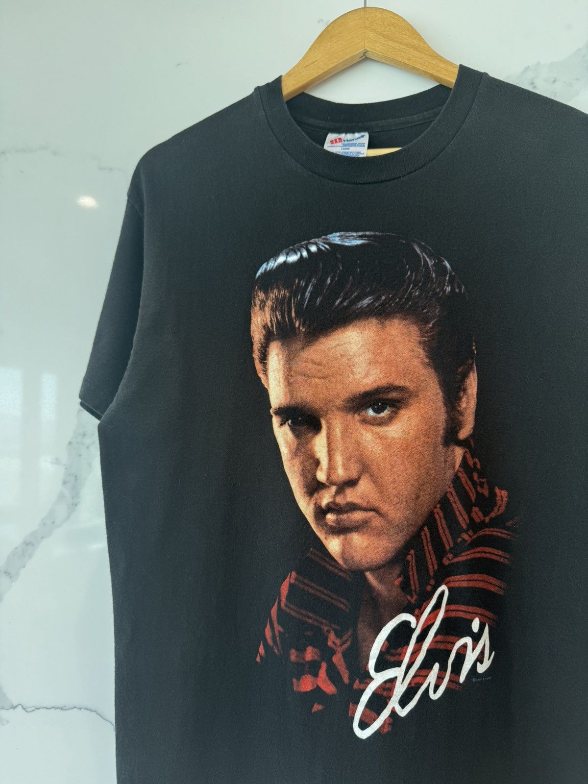 Band Tees Vintage 1990 Elvis Big Face T Shirt Size US L / EU 52-54 / 3 - 3 Thumbnail