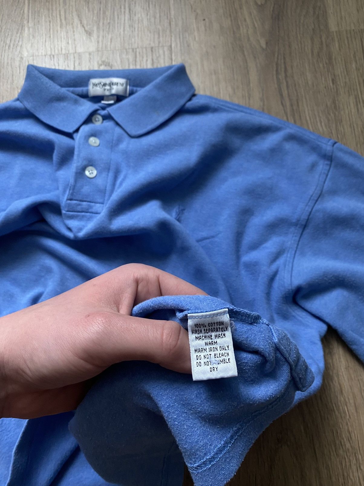 Yves Saint Laurent Rare YSL Paris pour home 90’s Long Sleeve Polo light blue Size US XL / EU 56 / 4 - 7 Thumbnail