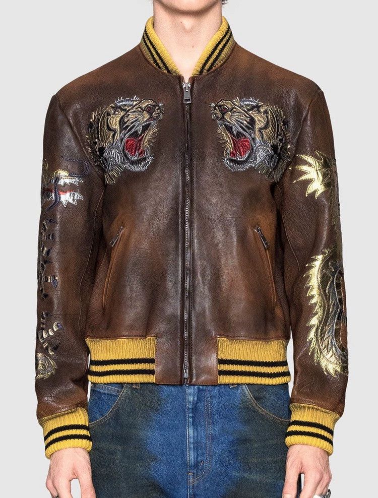 Gucci GucciDouble dragon embroidered buffalo leather jacket 2503- Size US M / EU 48-50 / 2 - 8 Thumbnail