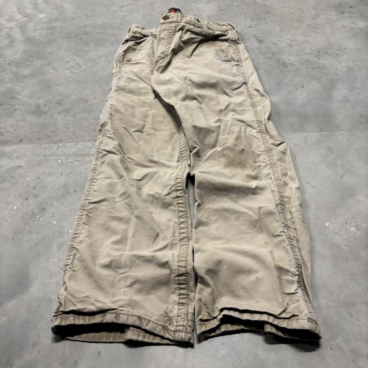 Japanese Brand × Vintage Crazy Vintage Y2K/2000s Khaki Tan Streetwear Workwear Carpenter Pants! Size US 34 / EU 50 - 3 Thumbnail