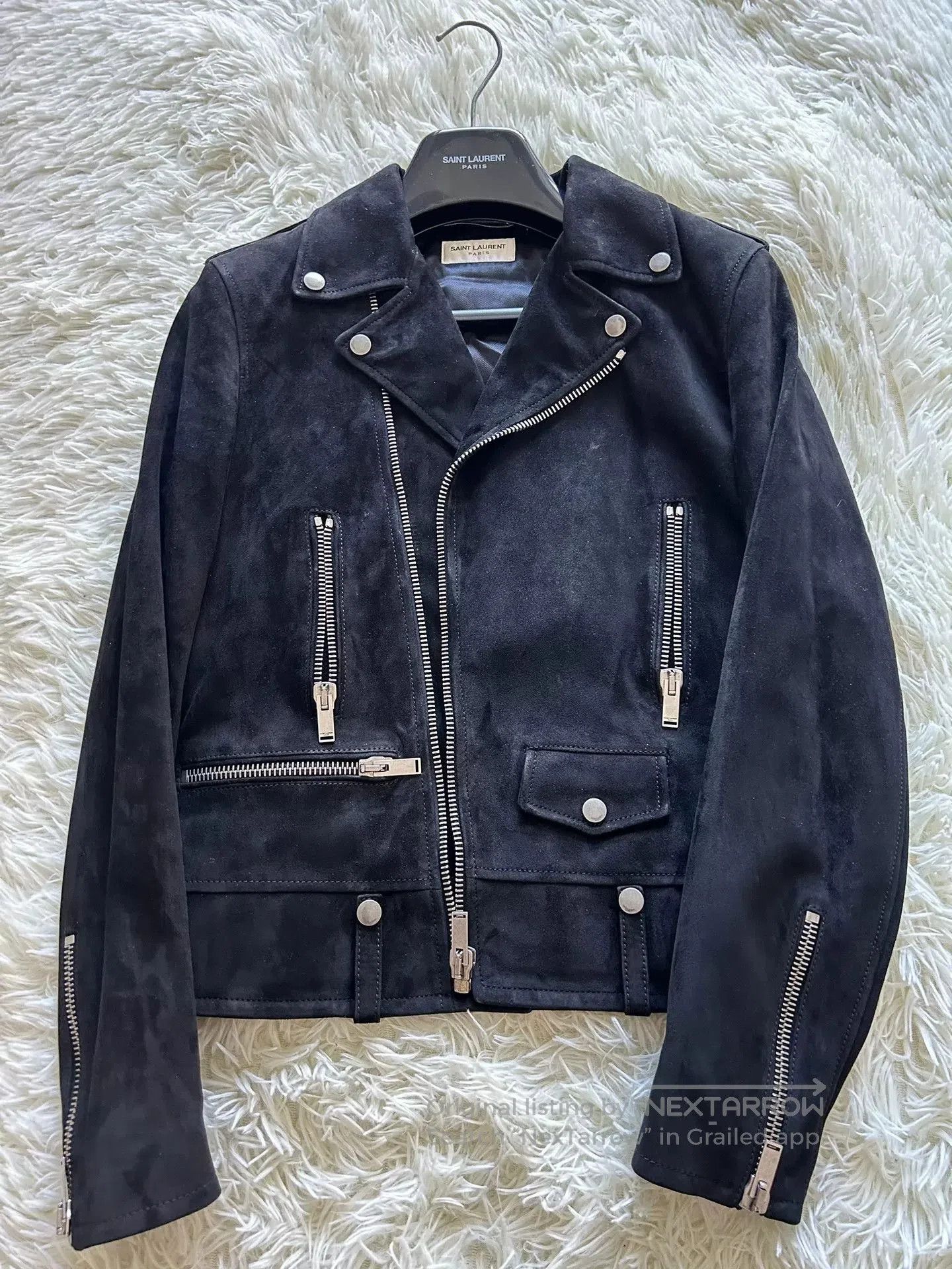 Saint Laurent Paris Saint Laurent Black Suede Leather Biker Jacket. Size US S / EU 44-46 / 1 - 1 Thumbnail