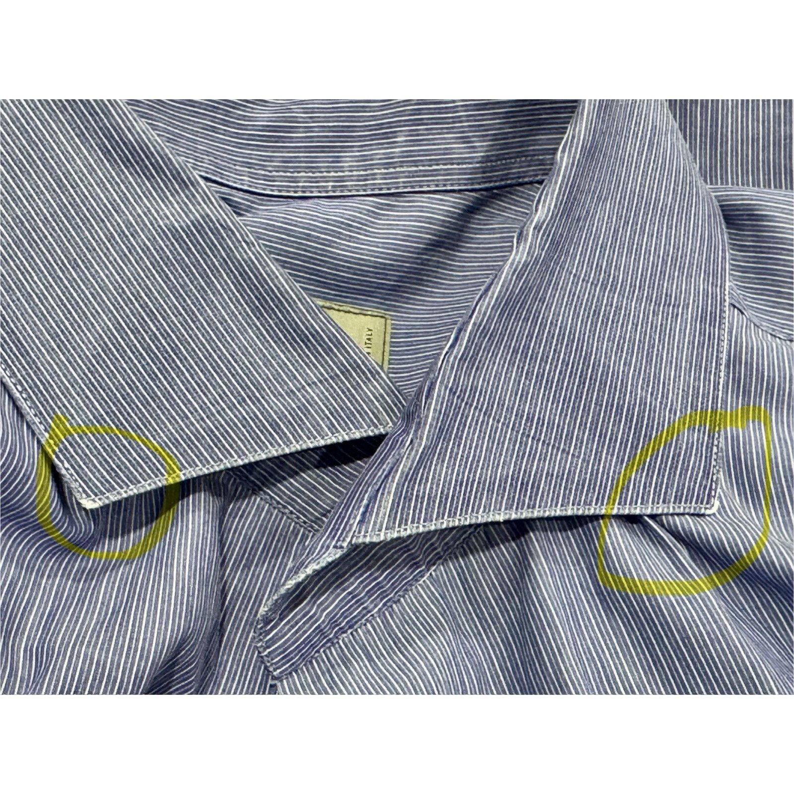 Canali Canali Mens Blue White Striped Button Up Xlg (44-17 1/2) Size US XL / EU 56 / 4 - 4 Thumbnail