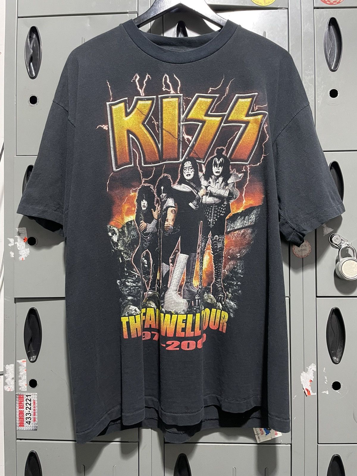 image of Band Tees x Kiss Band Kiss 1973 - 2000 1St Farewell Tour Vintage Metal Band Shirt in Black (Size XL