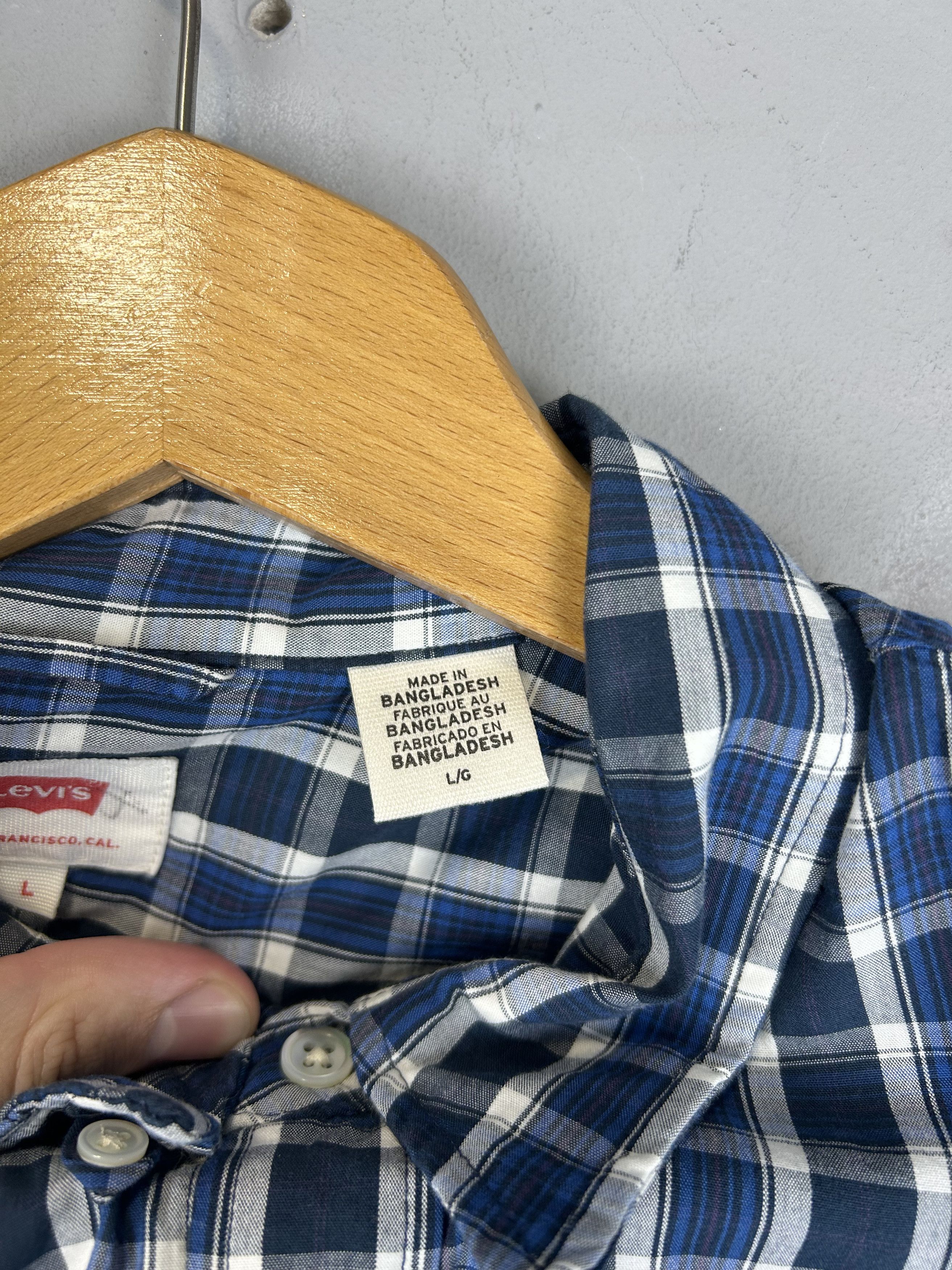 Levi's Levi's Check Shirt Blue White Tab Long Sleeve Oldmoney Size US L / EU 52-54 / 3 - 6 Thumbnail