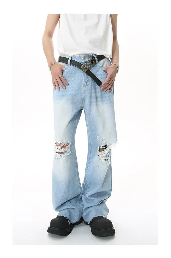 Japanese Brand Kimiko x Juri Loose straight-leg washed ripped jeans Size US 32 / EU 48 - 8 Thumbnail