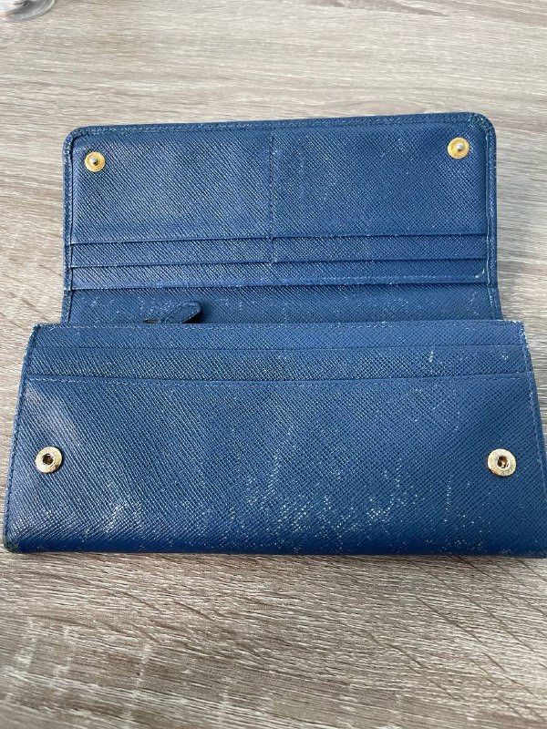 Prada PRADA Blue Saffiano Leather Continental Textured Long Wallet Size ONE SIZE - 9 Thumbnail