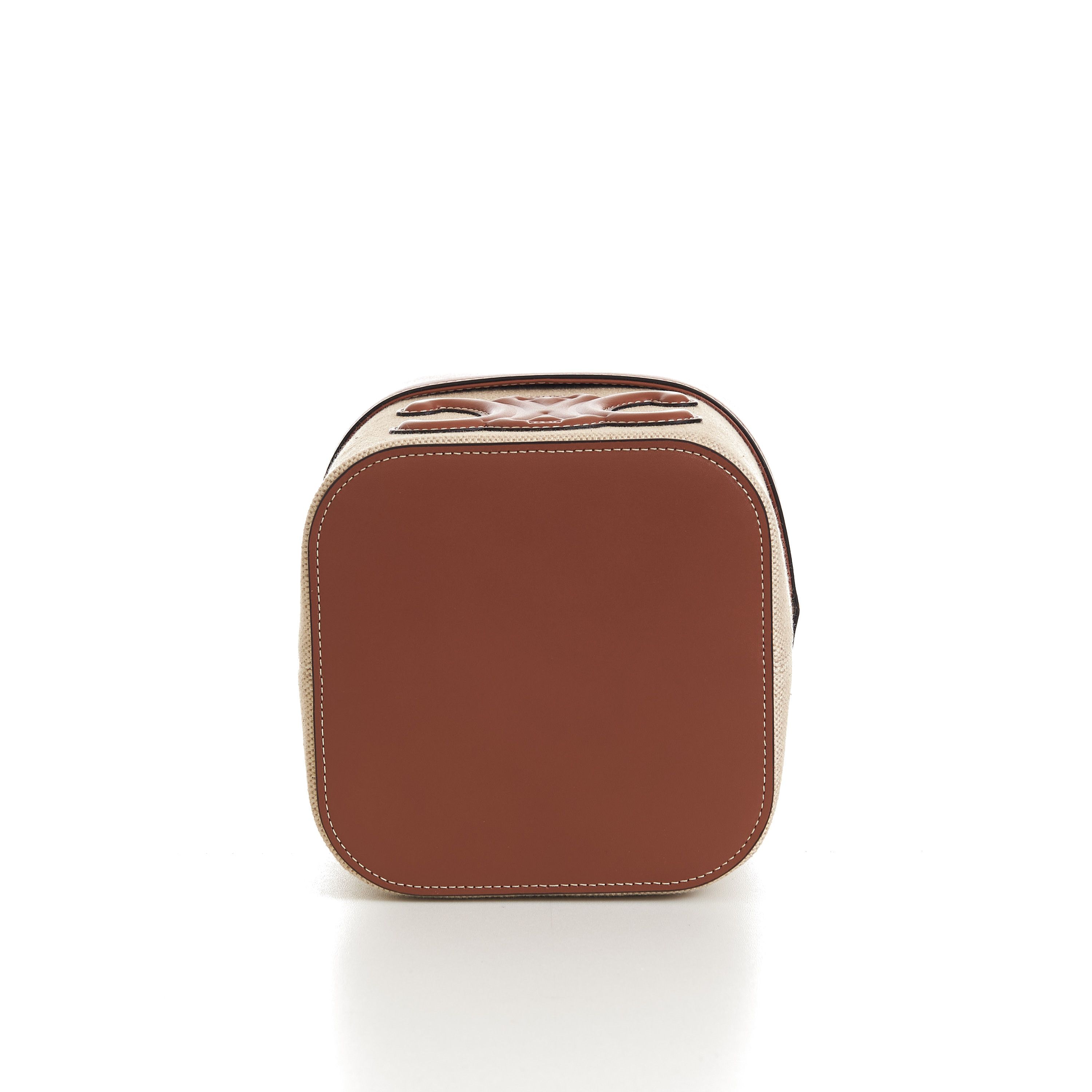 Celine Medium Box Cuir Triomphe In Natural Textile & Tan Calfskin Size ONE SIZE - 17 Thumbnail