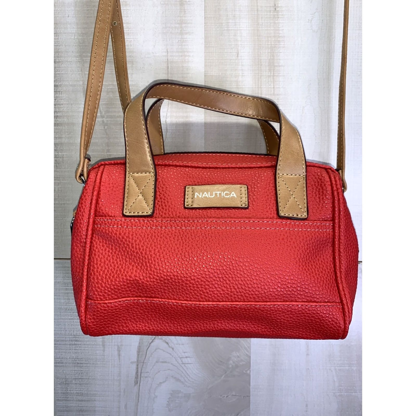 Nautica Nautica Women Satchel Purse Pebble Faux Leather Small Coral Pink 5364 Size ONE SIZE - 2 Thumbnail