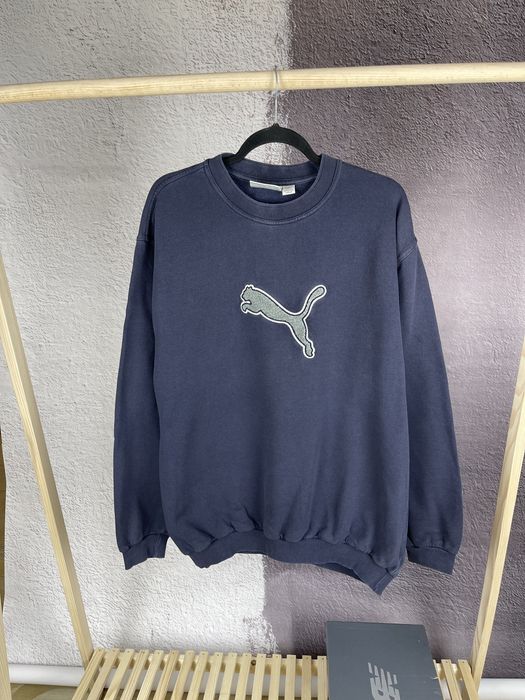 Vintage Puma vintage teddy big center logo navy blue sweatshirt