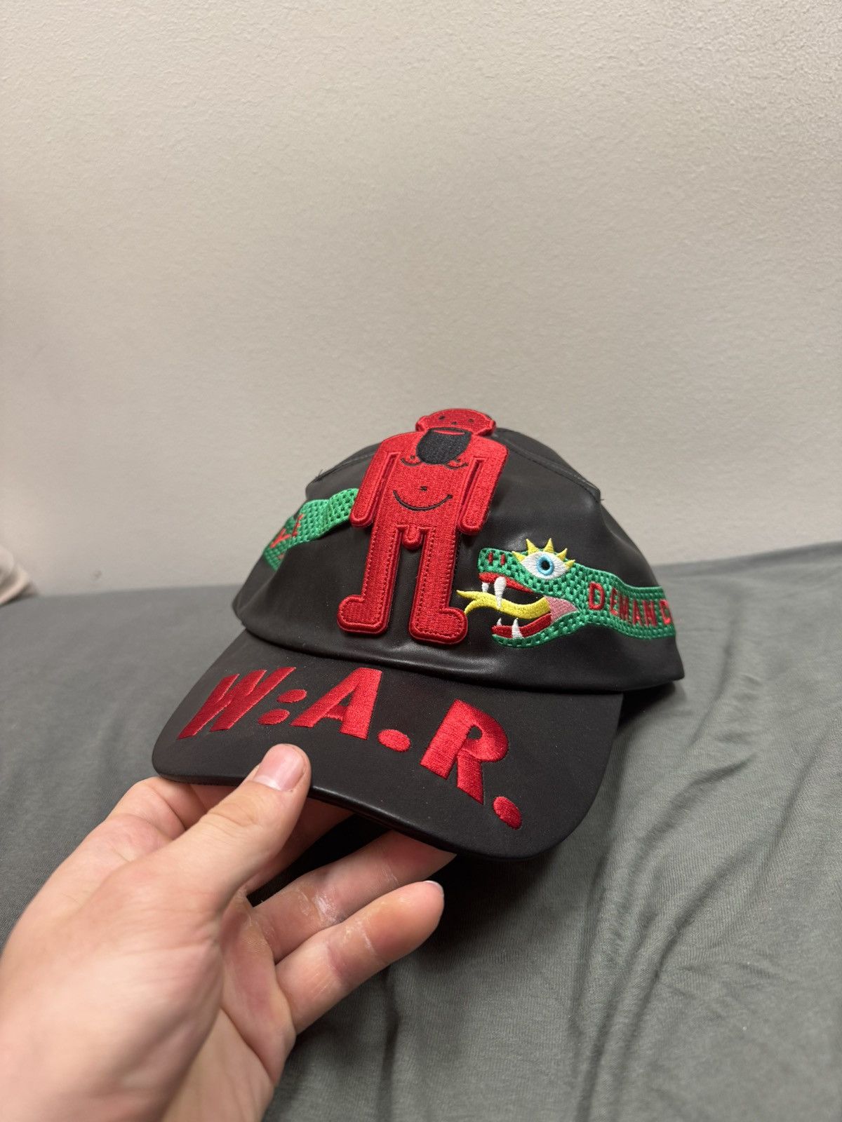 Walter Van Beirendonck Leather WAR Demand Freedom and Beauty Hat