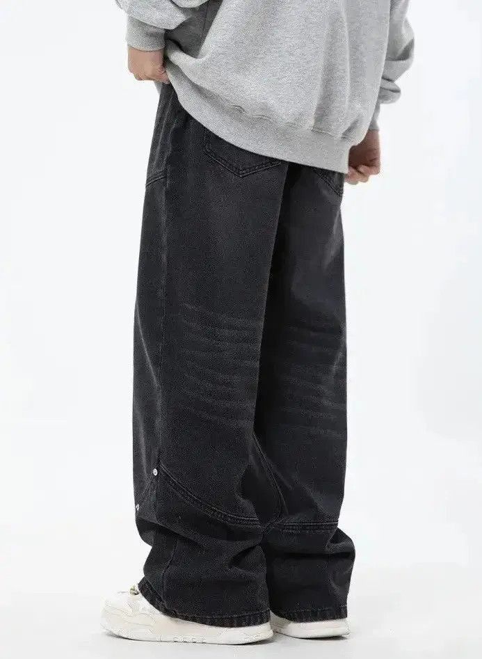Japanese Brand Streetwear Casual Design Washed Black Loose Jeans Pants Size US 32 / EU 48 - 5 Thumbnail