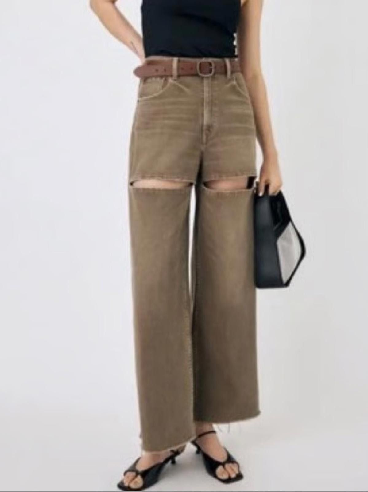 MOUSSY Moussy / Split Wide Loose Straight Jeans / Brown Size 25" / US 0 / IT 36 - 1 Thumbnail