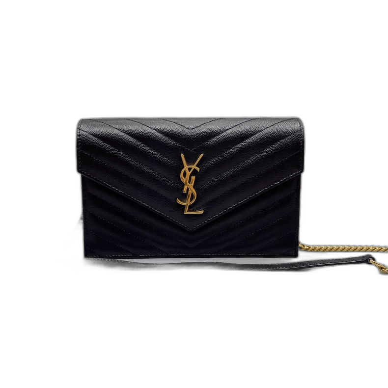 YVES Saint Laurent YSL Black Caviar Leather Envelope Crossbody Bag, Men's
