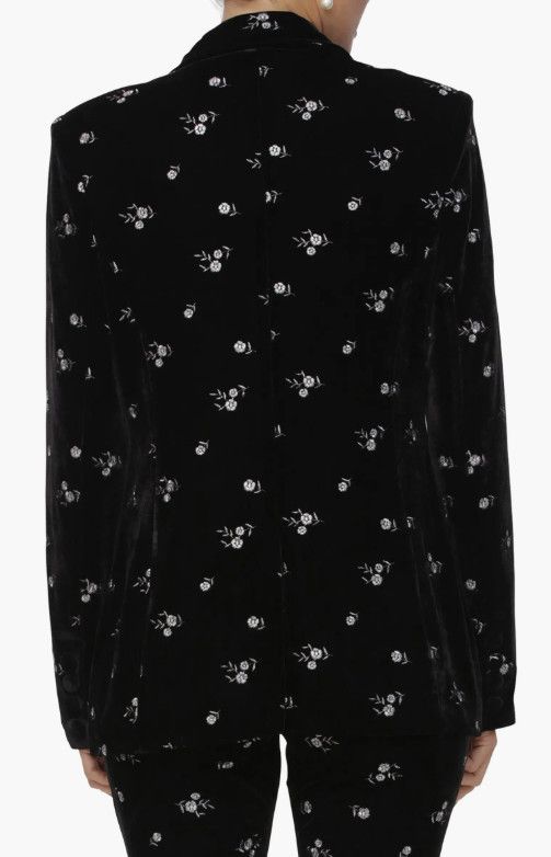 Other Avec Les Filles Floral Velvet Tuxedo Blazer Black ( XS ) Size XS / US 0-2 / IT 36-38 - 2 Thumbnail