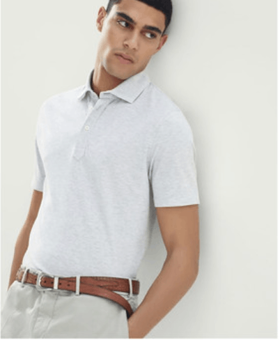 image of Brunello Cucinelli O1W1Db10524 Polo T-Shirt In Light Grey, Men's (Size Small)