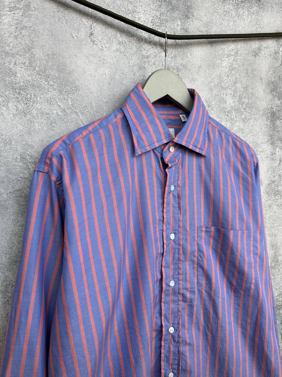 Other ORIAN dal 1968 Striped Button Up Shirt Blue & Coral Cotton Size US L / EU 52-54 / 3 - 3 Thumbnail