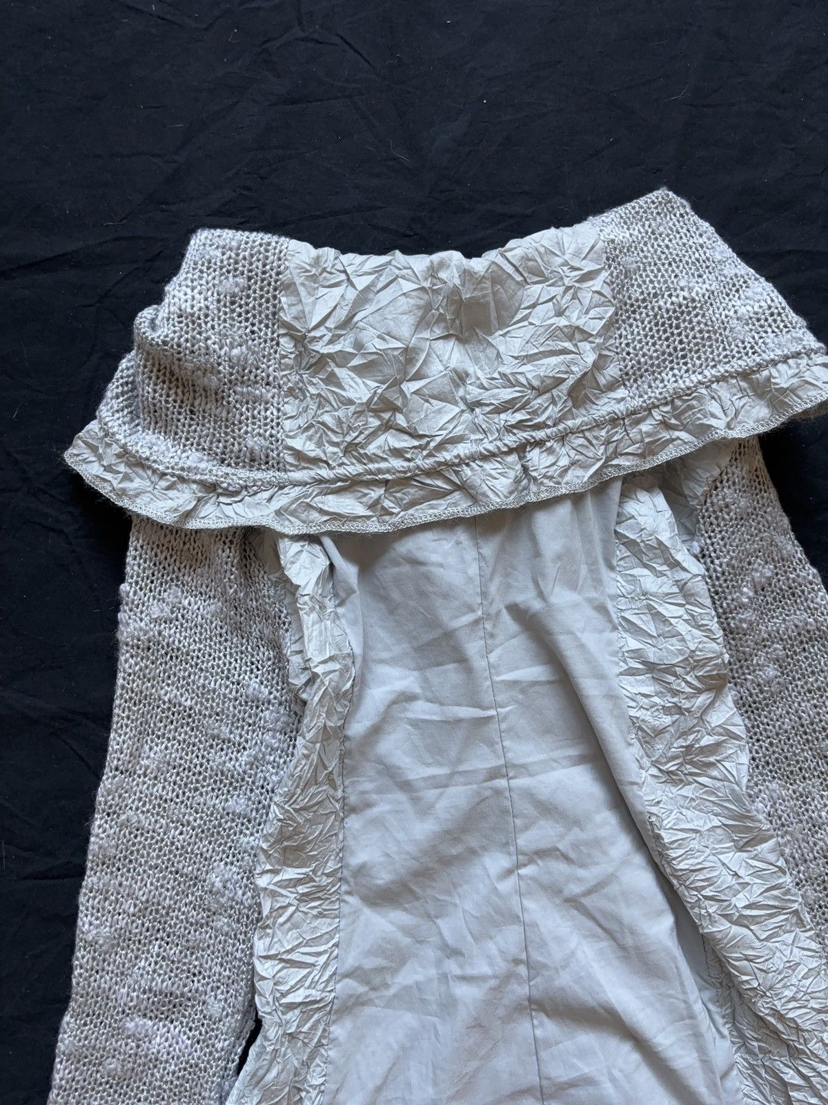 Vintage FRENCH MINI LACE RUFFLE MIXED LONG SLEEVE DRESS Size M / US 6-8 / IT 42-44 - 14 Thumbnail