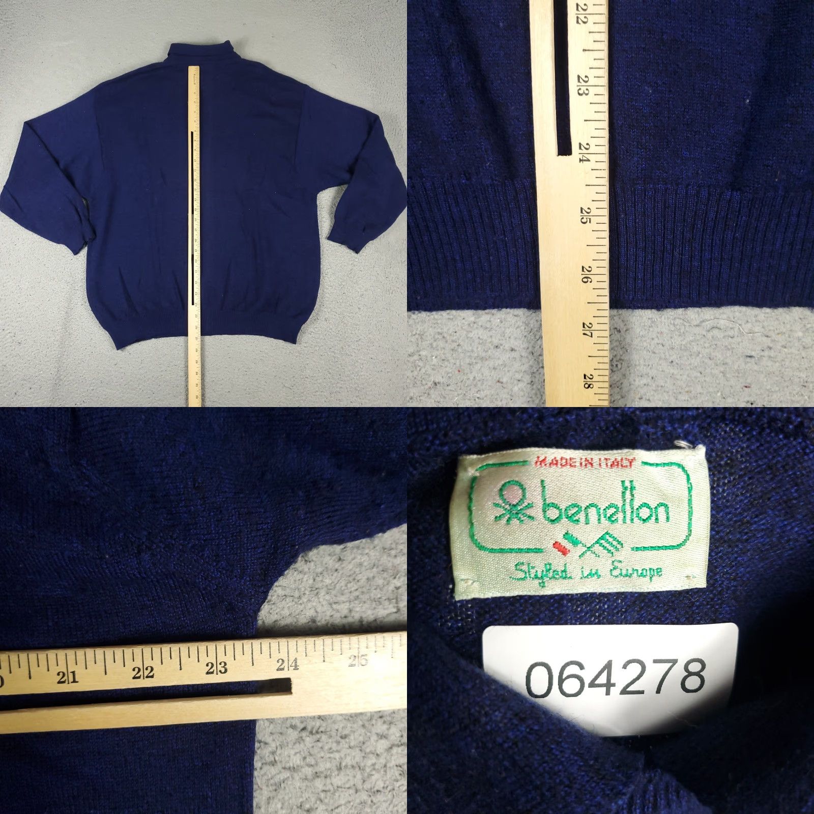 Benetton VINTAGE Benetton Sweater Mens XL Blue Wool Collared Pullover Sweatshirt Size US XL / EU 56 / 4 - 8 Thumbnail