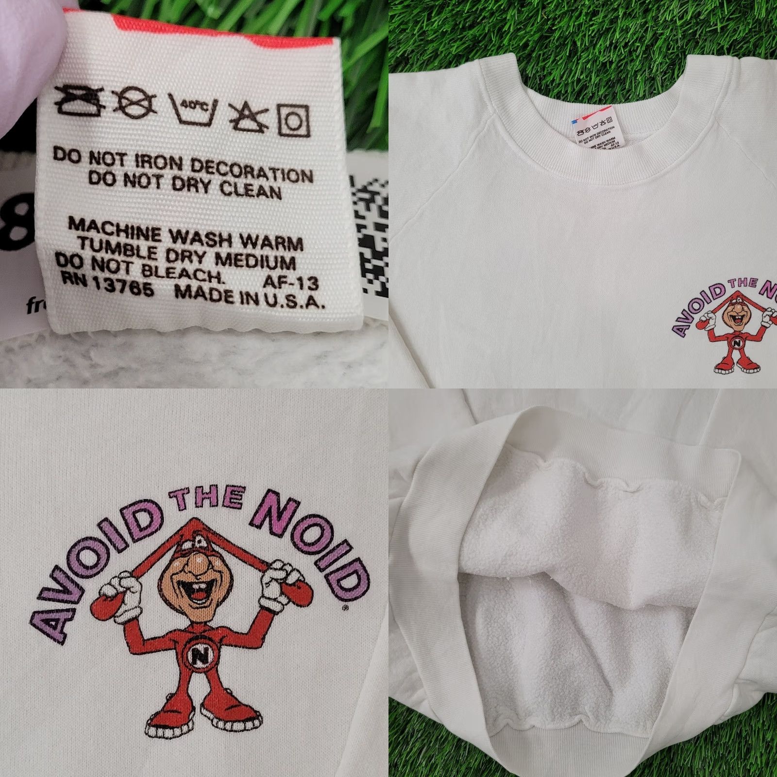 Fruit Of The Loom VINTAGE Noid Sweatshirt Womens XL 22x22 Raglan Boxy Crop White DOMINOS PIZZA Logo 80s 90s Graphic Pullover Crew Neck Size XL / US 12-14 / IT 48-50 - 8 Thumbnail