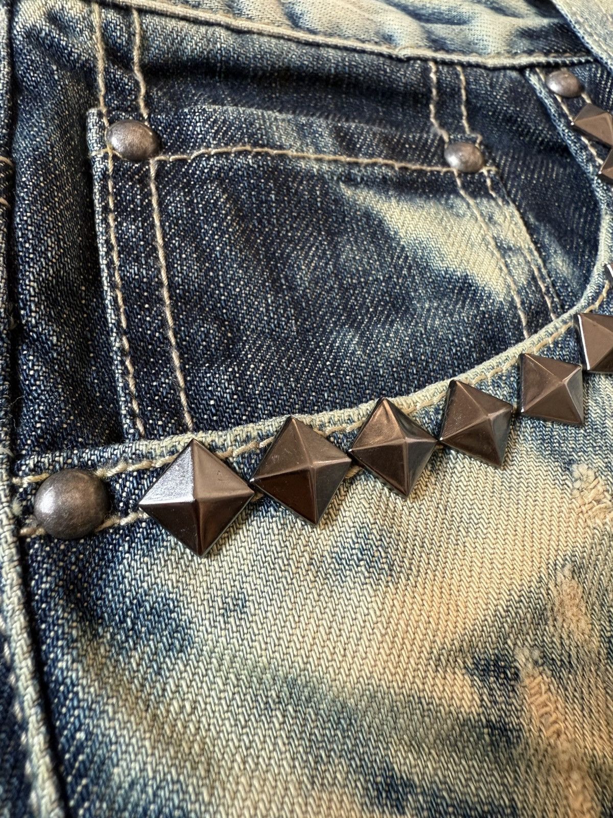 Japanese Brand Semantic Design Studded Acid Mud Wash Jeans Size US 30 / EU 46 - 6 Thumbnail