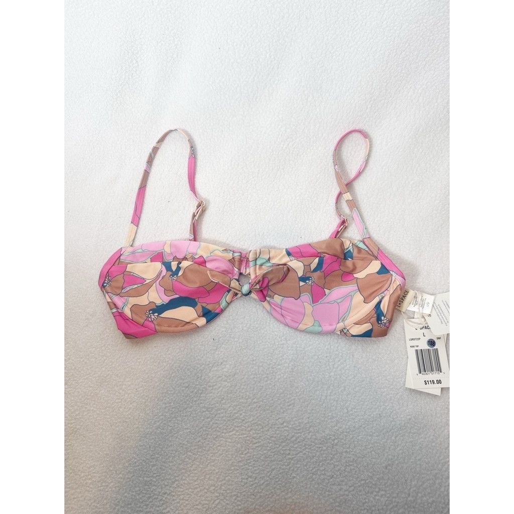 Designer NWT L*Space Rose Bikini Top Floral Print Sz L $119 Size L / US 10 / IT 46 - 2 Thumbnail