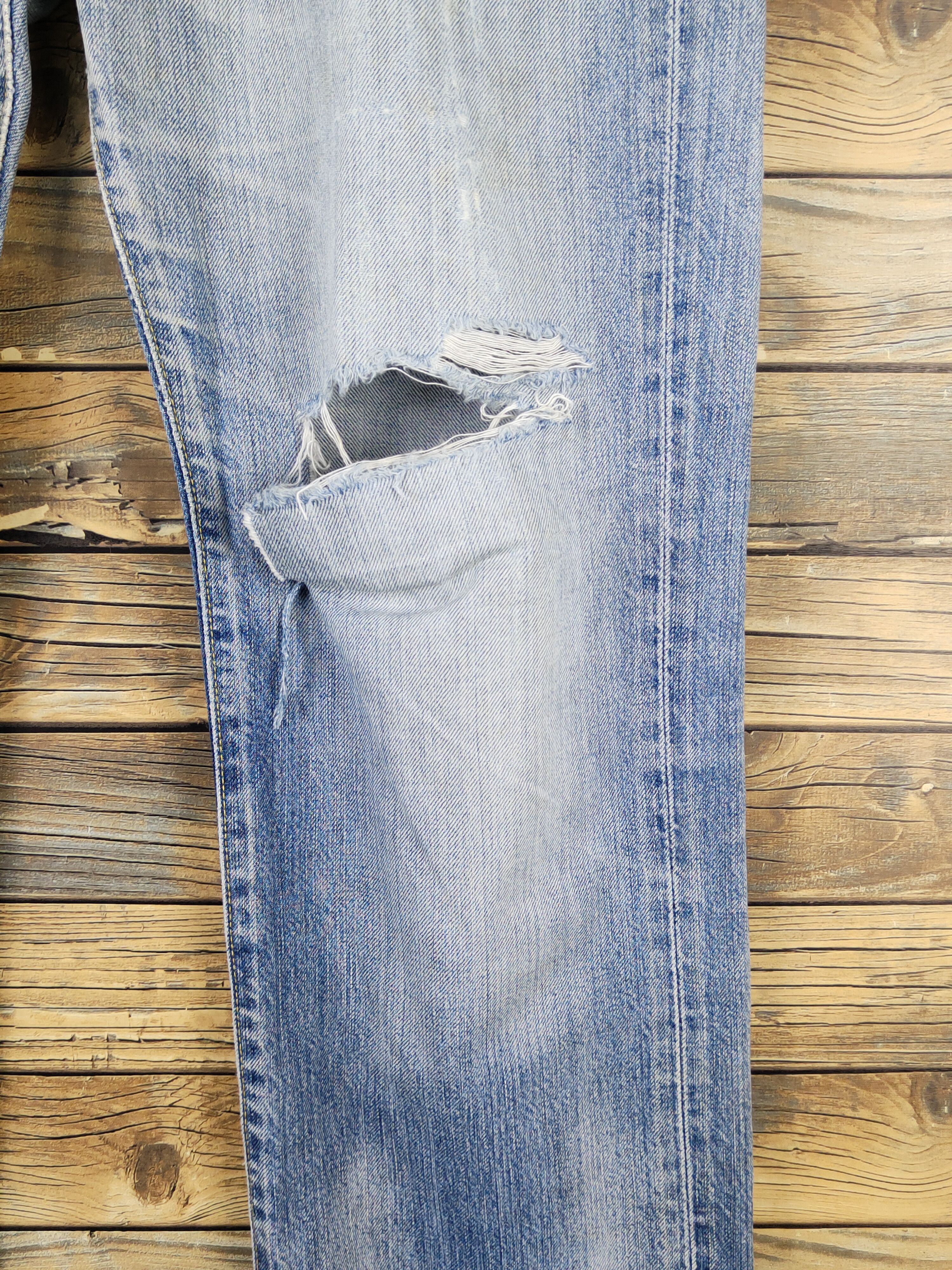 Japanese Brand Uniqlo japan faded Blue Distressed Ripped denim Jeans #W1498 Size US 35 - 6 Thumbnail