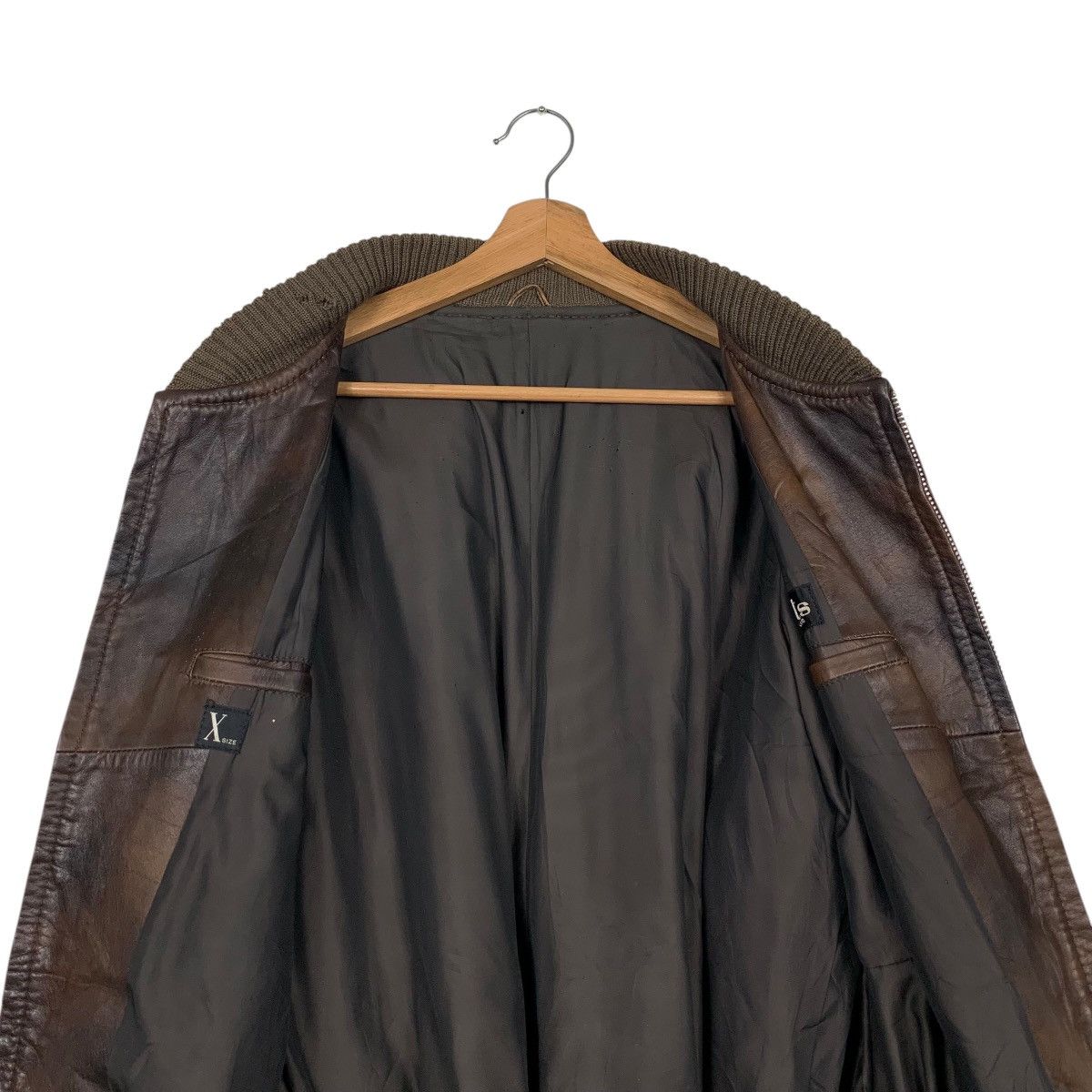 Japanese Brand Vintage HANTS Patina Leather Bomber Jacket #2431-C109 Size US L / EU 52-54 / 3 - 12 Thumbnail