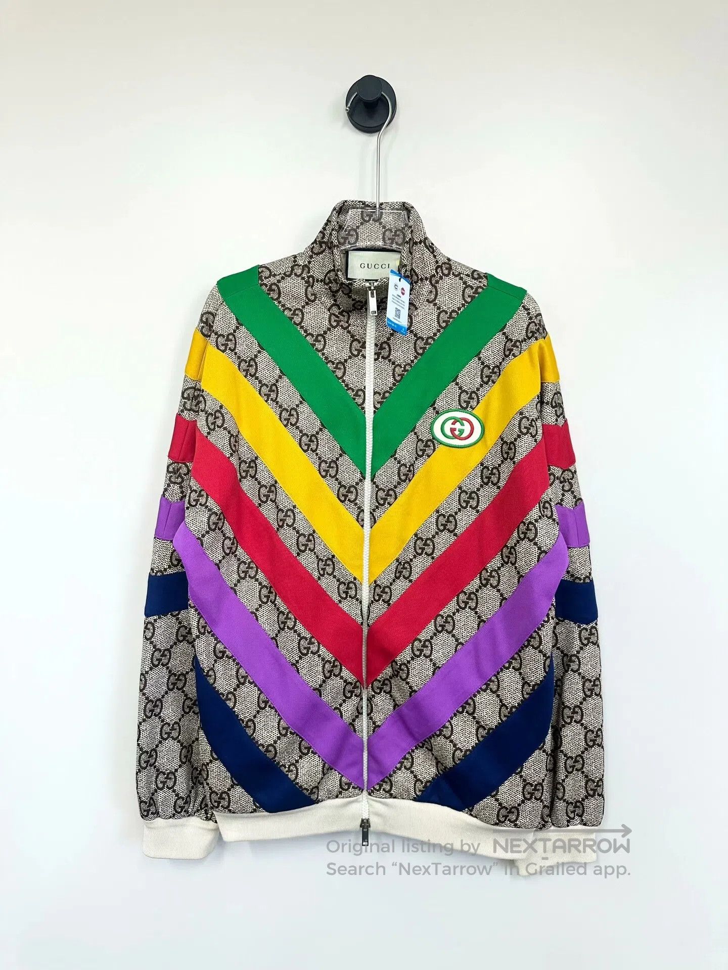 Gucci Guicci Brown Striped Monogrammed Logo Zipper Jacket| Size US XS / EU 42 / 0 - 1 Thumbnail