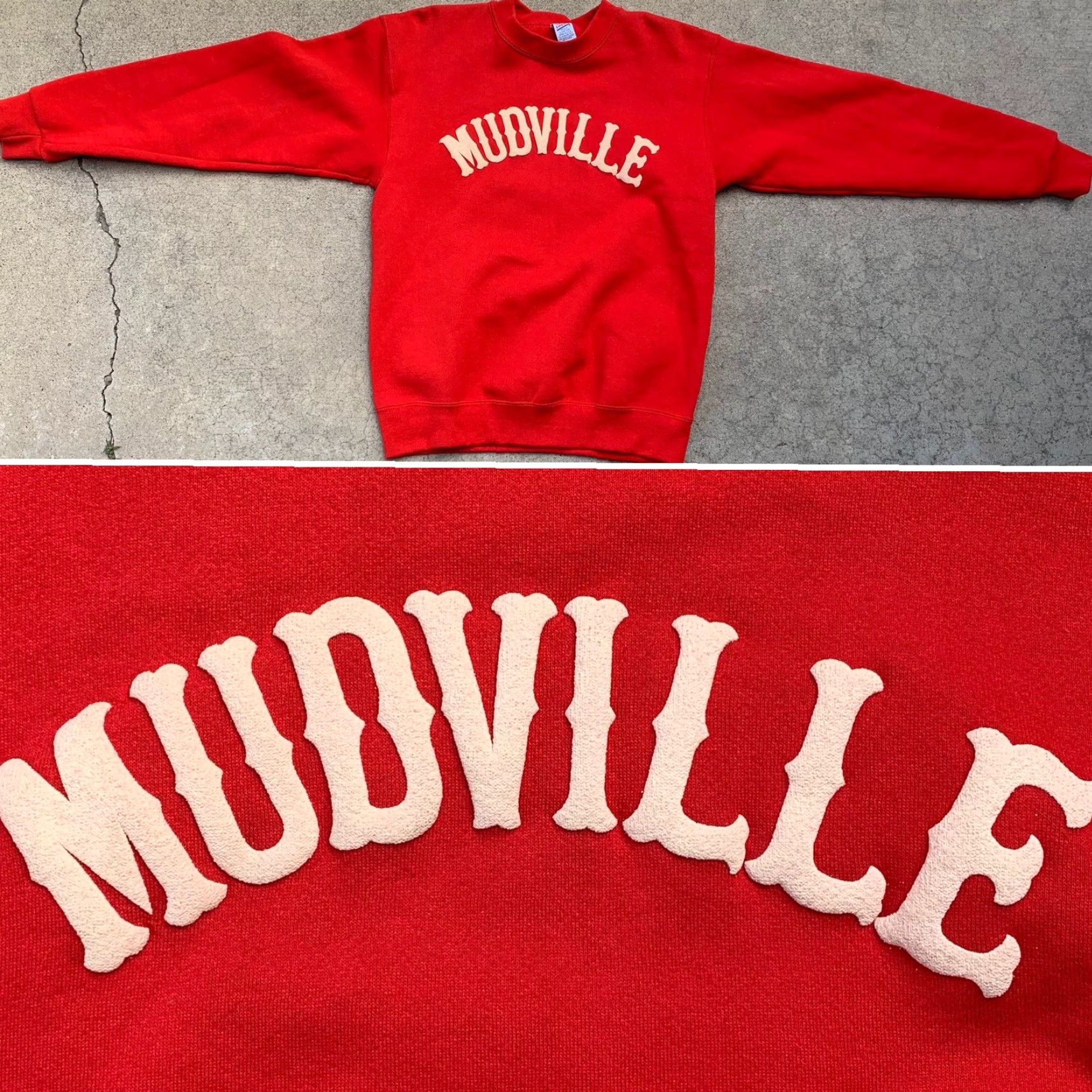 Vintage VINTAGE Soffe Heavy Sweats MUDVILLE graphic sweatshirt Long Sleeve Pullover Adult L Red Graphic Print Mens pullover sweatshirt 90s 80s Size US L / EU 52-54 / 3 - 5 Thumbnail