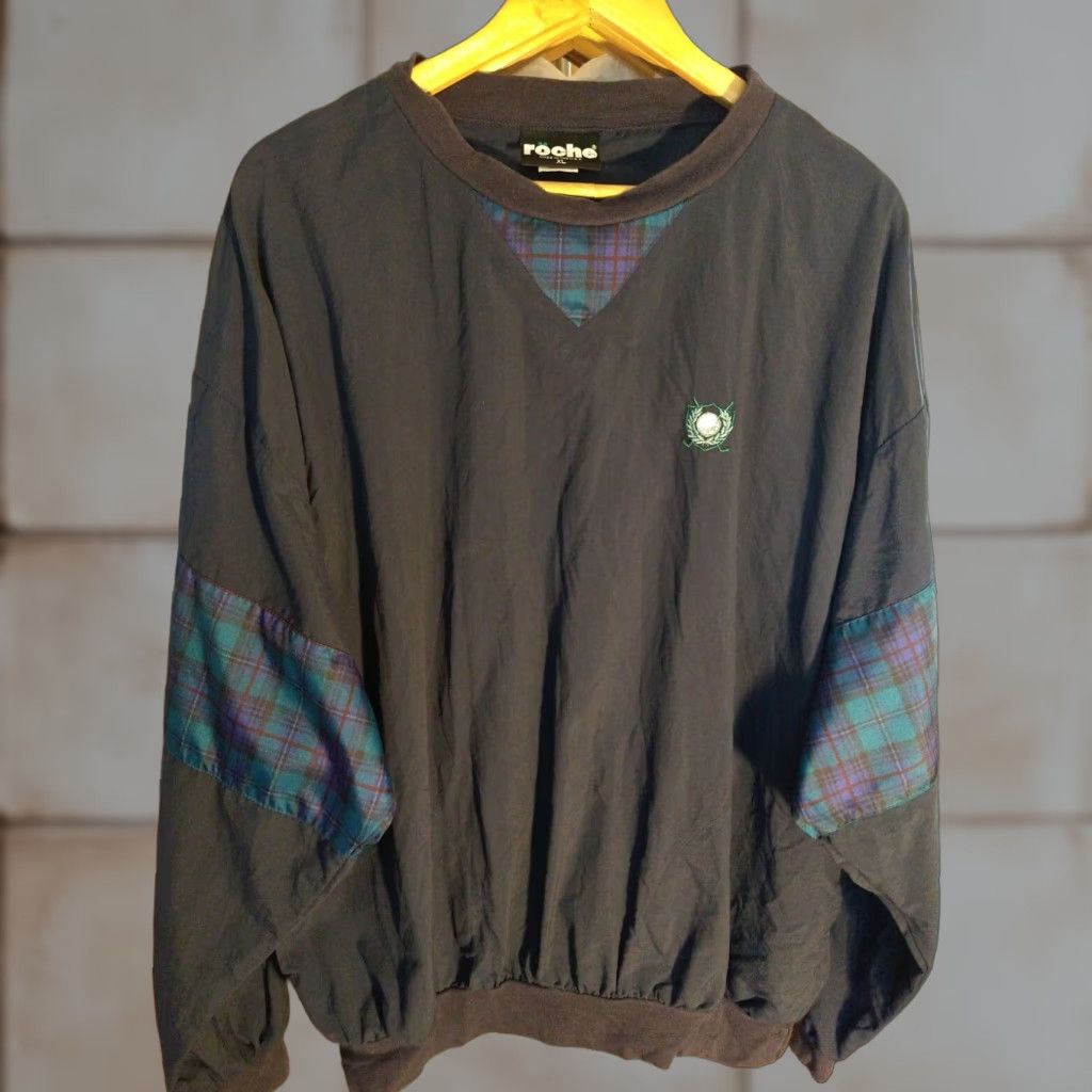 Vintage VINTAGE Roche Golf Pullover Windbreaker Plaid Check Made In USA XL Blue Mens XL Pullover Windbreaker Golf Plaid Check Crest Embroidered Crest Size US XL / EU 56 / 4 - 1 Thumbnail